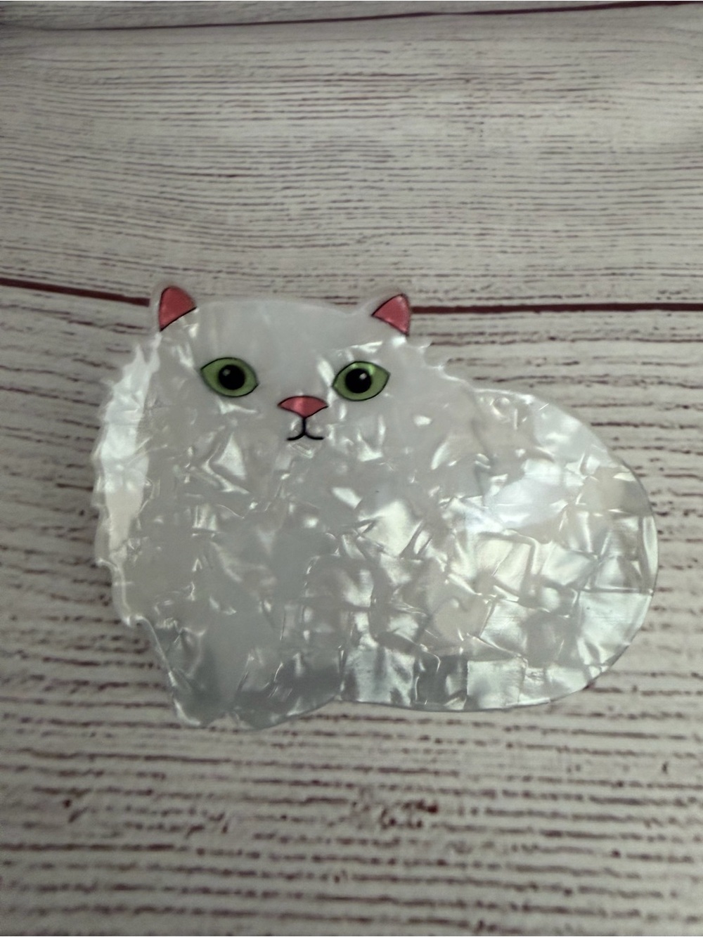 White Cat Acrylic Hair claw clip